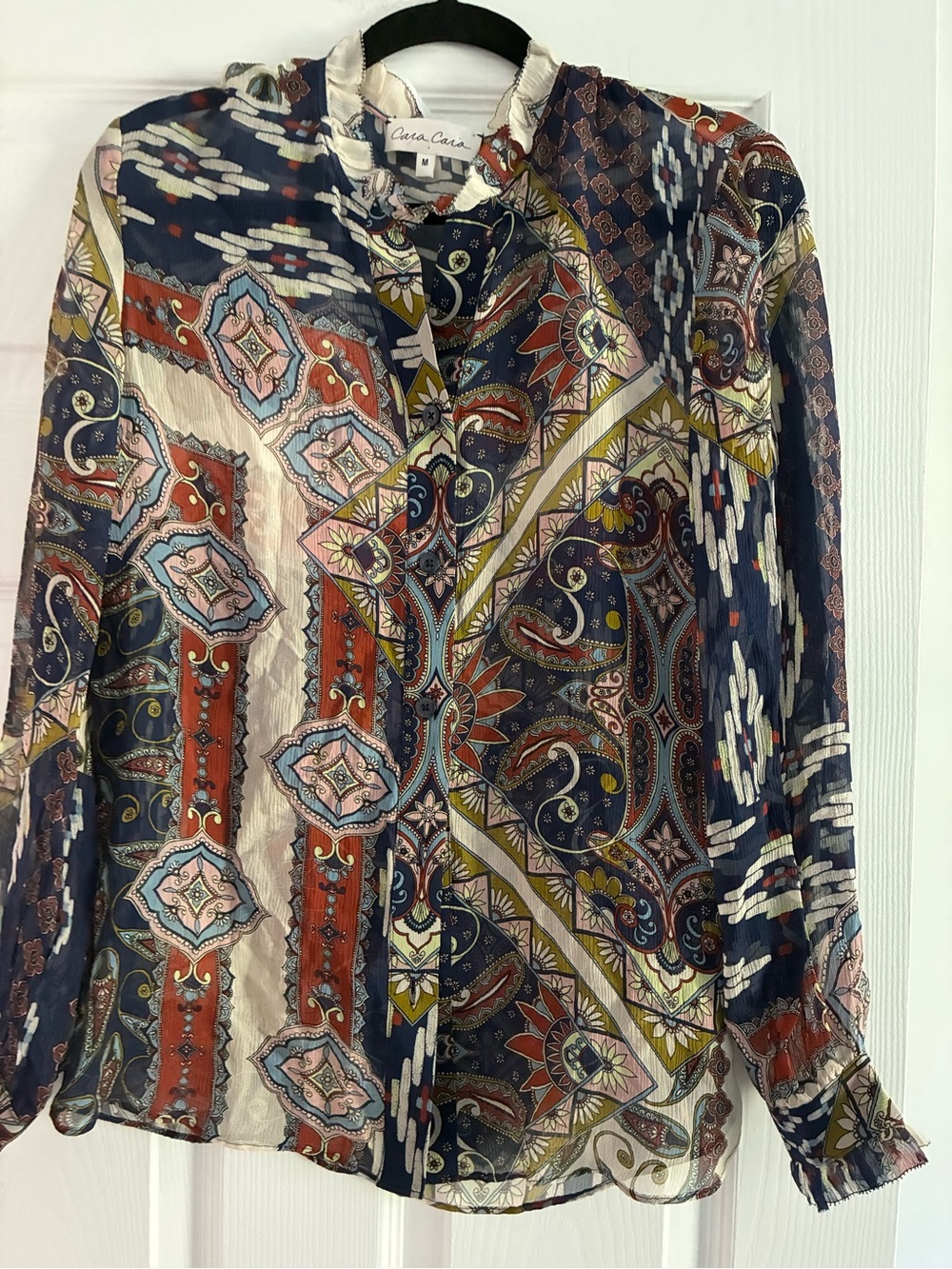 Cara Cara Verity Blouse M NWOT Gables Rain Pandora Patchwork Silk Chiffon Top